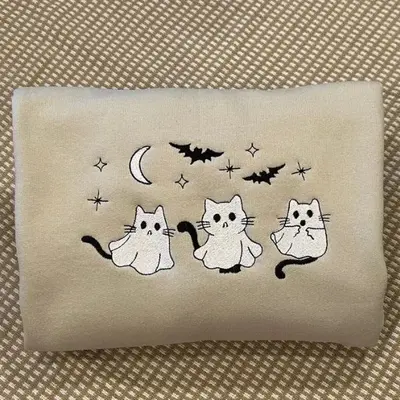 Embroidery Halloween Cats TikTok Shop