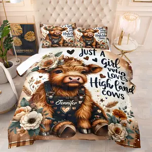 2/3 Pcs Comforter Set ,1 Quilt Set and 1 or 2 Pillowcases Without Filler, Decorative Bedding Set, Multiple Highland Cow Themed Quilt Sets:Covering Classic Highland Cows, Soft, Warm and Breathable, Suitable for Daily Bedroom Use, Guest Room Backup
