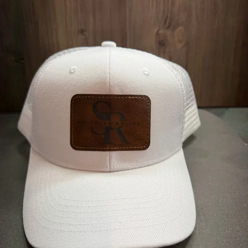 Southern rollers white hat rectangle patch. Trucker style snap back