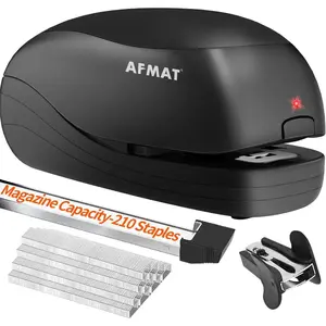 Electric Stapler for Desk-Automatic Desktop Stapler - AC or Battery Operated - Heavy Duty for Office Use - With Reload Reminder & Release Button - 25 Sheets Capacity - Black