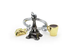 Metalmorphose 3D EIFFEL TOWER KEYCHAIN (COFFEE & CROISSANT)