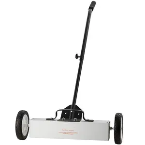 45 Lbs Rolling Magnetic Sweeper With Wheels, Push Type Magnetic Pickup Sweeper, 18-Inch Large Magnet Pickup Lawn Sweeper With Telescoping Handle For Easy Cleanup In Workshops, Garages, Yards And Outdoor Surfaces