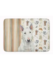 Carolines Treasures WDK7513RUG 19 x 27 in. White Miniature Bull Terrier Coffee Bar Memory Foam Kitchen Mat