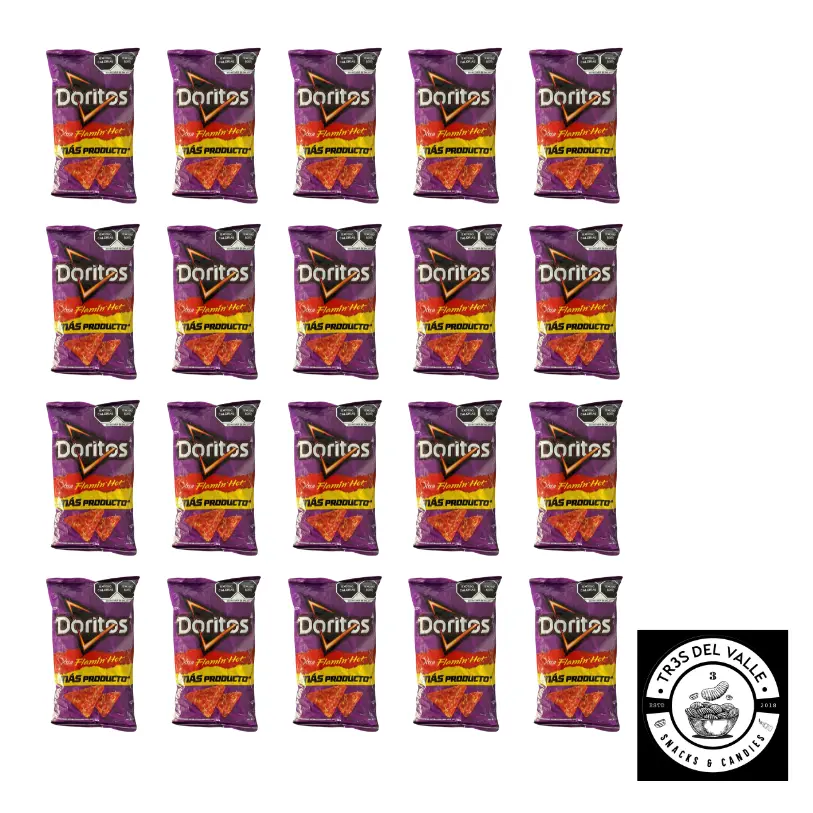 21 PK Sabritas Doritos Flaming Hot 21 PK21 Original Packaging (Small Size)- Bold Crunchy Crispy Spicy Flavor Ideal for Snacking Share Size Small Bite Size