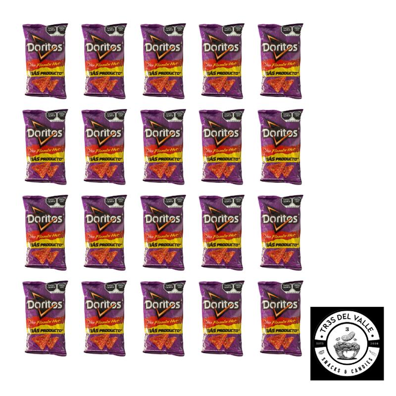 21 PK Sabritas Doritos Flaming Hot 21 PK21 Original Packaging - Bold Crunchy Crispy Spicy Flavor Ideal for Snacking Share Size Small Bite Size