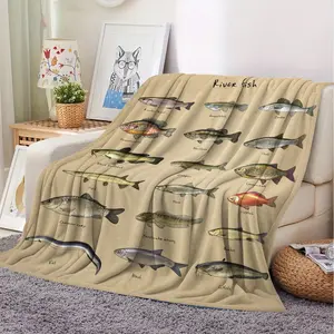 Fishing Gifts for Men Unique Bass Fish Throw Blanket for Fishermen Fishing Lovers Funny Fish Gifts for Teen Boys Kids Dad Grandpa