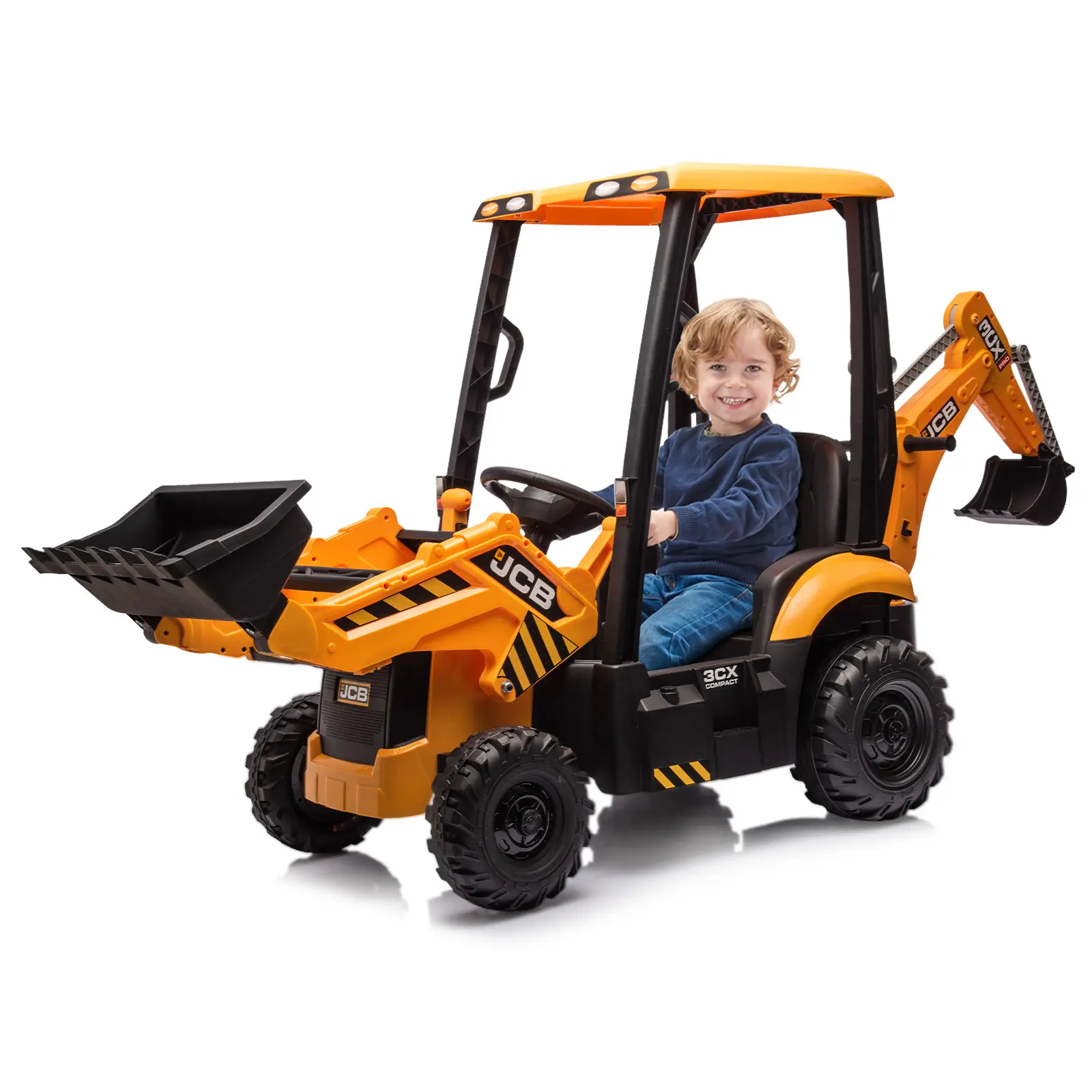 12V Ride on Excavator & Bulldozer Toys with Remote Control, Battery Powered Ride on Construction Vehicle Toy with Front Loader, Adjustable Seat