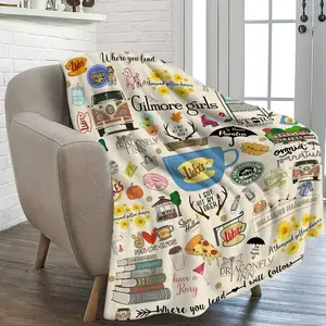 Gilmore Girls TV Show Themed Flannel Throw Blanket Ultra Soft Fleece with Luke's Diner Stars Hollow Where You Lead Quotes Couch Bed Living Room Decor Machine Washable Blanket for Couch Cozy Home Accessory Cozy Living Room Tj Maxx Blanket 6 Day