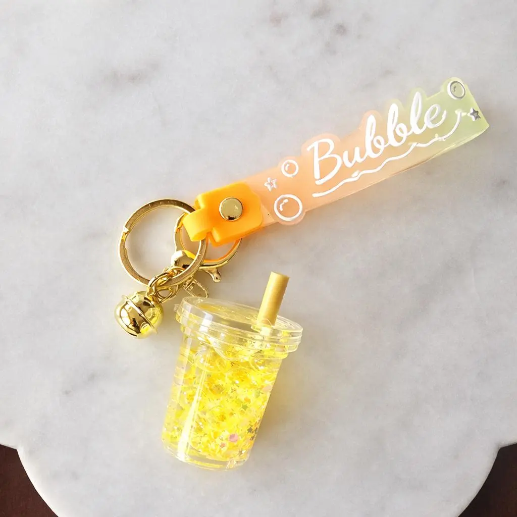 Boba Drink Cup Keychain | Kawaii Bubble Tea Bag Charm, Teen Gift