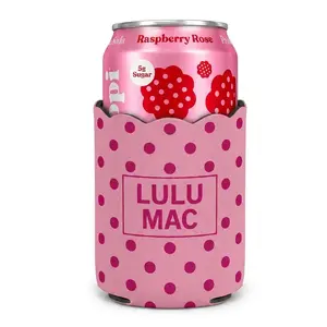 Lulu Mac light pink/hot pink polka dot koozie
