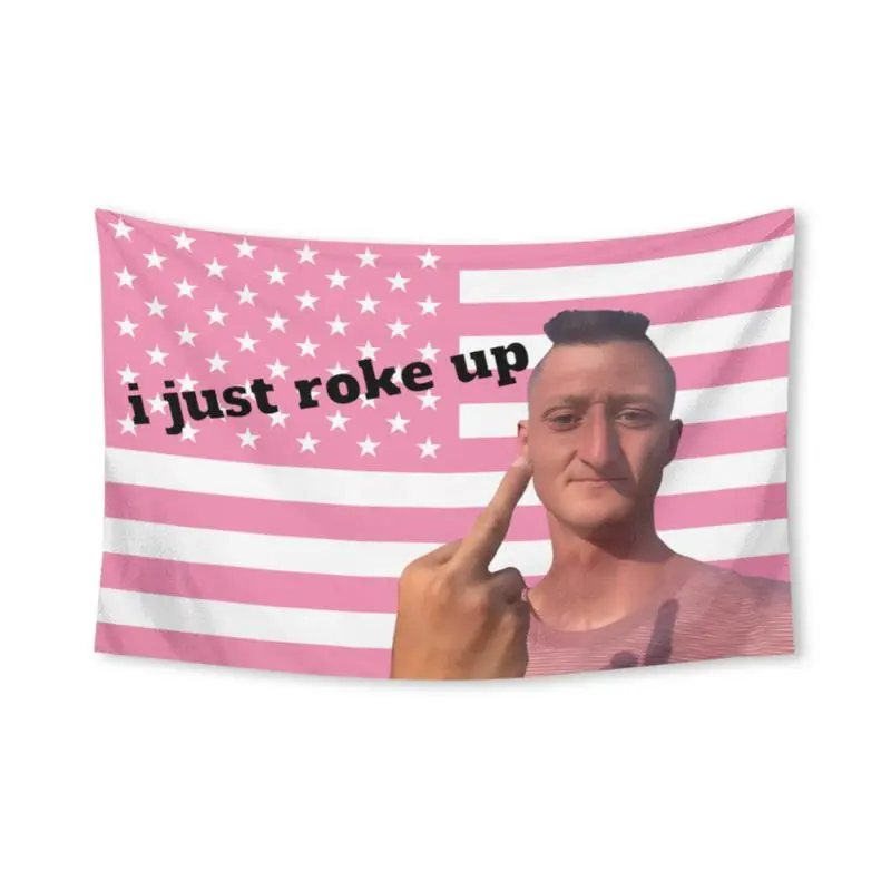 Decorative DanielLarson Flag Double Stitched for Indoor Outdoor, Wall Hanging Tapestry College Dorm Room Decoration (I Just Roke Up) Pink American Modern Stripe Design,room tapestry,wall hang tapestry