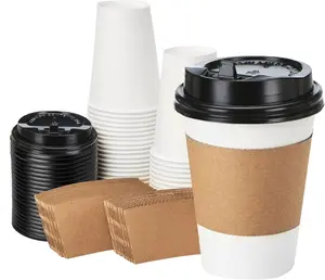 100pack 12oz Disposable Cups with Lids Durable for Hot Cold Drinks Office Home