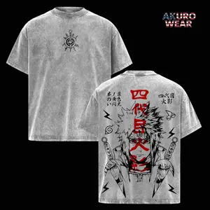 Minato Namikaze "Fourth Hokage" Father Naruto V2 Anime Printed T-Shirt Washed Unisex Streetwear Naruto Merch Gift For Naruto Fan Minato Fan