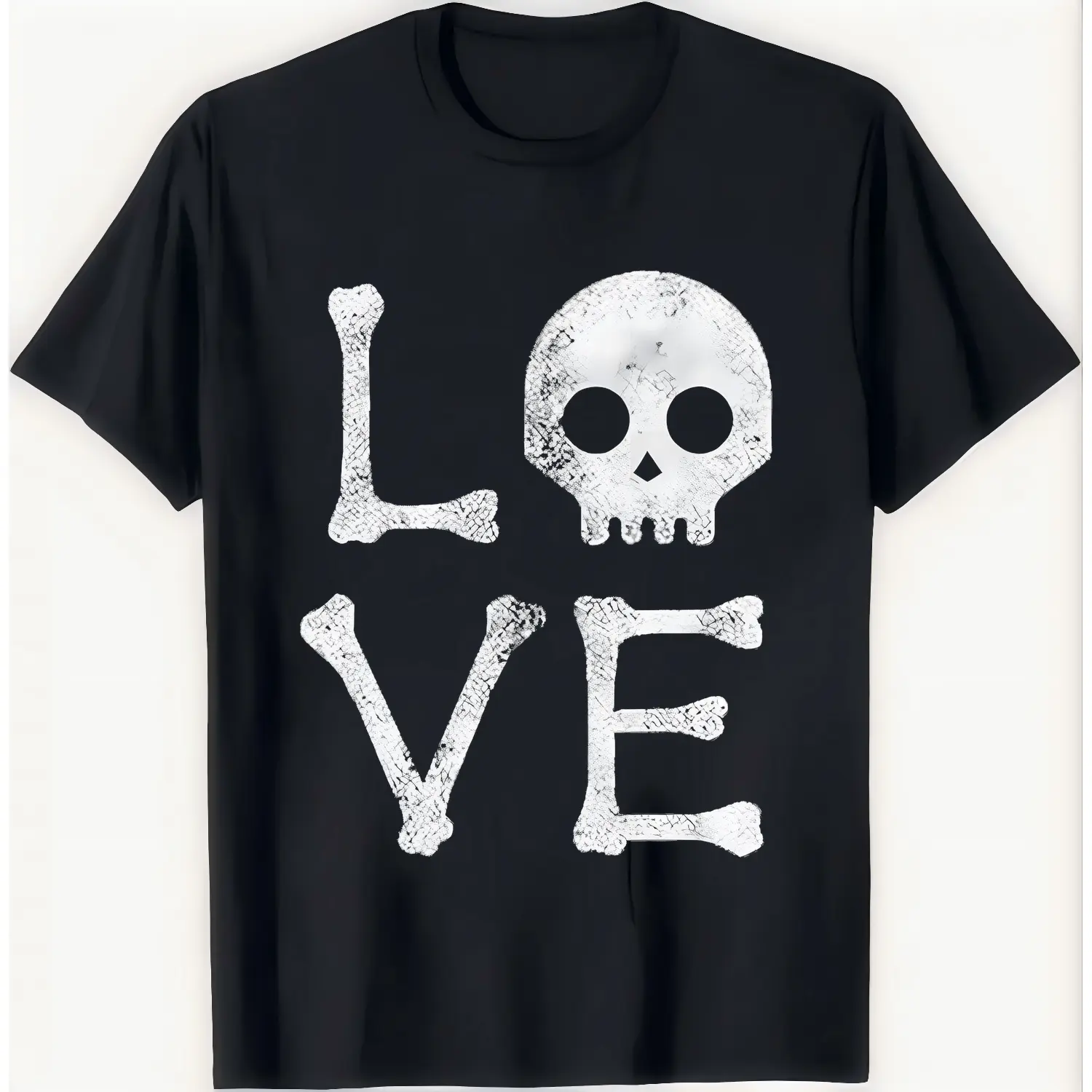 Men's Halloween Short-Sleeve Casual Cotton T-Shirt, Menswear Tops with Love Skull Graphic for All Hallows Eve