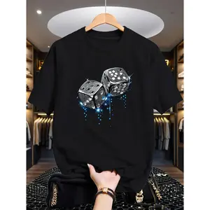 new stylDice Premium Print Crew Neck Men'S Fun T-Shirt Comfortable Trendy Cotton Stretch Summer Outdoors Perfect Street Style Stretchy Crew Neck Gifting Options Casual Pattern Men'S Summer Outdoor Clothing Black,Casual Summer T-Shirt with Crew Neck