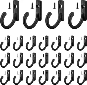 100Pcs Wall Mounted Single Hooks, Small Coat Hooks Hanger Modern Robe Hooks with Screws for Keys, Cups, Hats, Towel (Black)