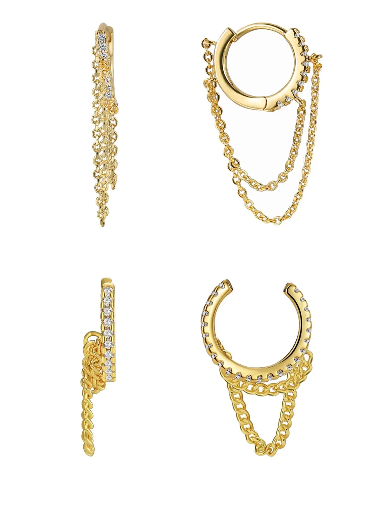 Women's Elegant Rhinestone Decorated Dangle Earrings, Exquisite Trendy Chain Design Dangle Earrings, Chic Gorgeous Jewelry As Birthday Gift for Girlfriend