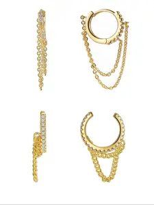 Women's Elegant Rhinestone Decorated Dangle Earrings, Exquisite Trendy Chain Design Dangle Earrings, Chic Gorgeous Jewelry As Birthday Gift for Girlfriend