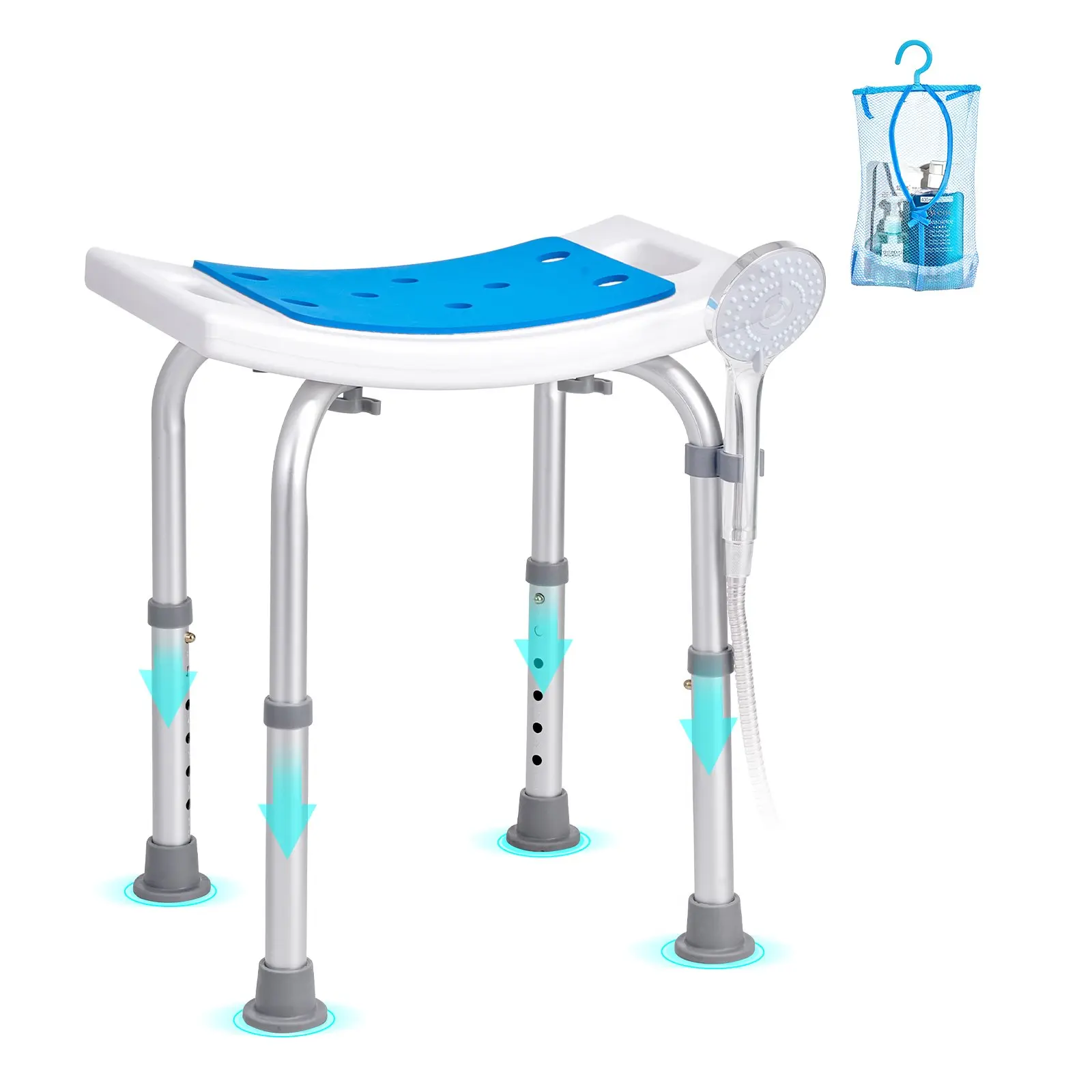 【Summerfinds】VEVOR Shower Chair, Adjustable Height Shower Stool, Shower Seat for Inside Shower or Tub, Non-Slip Bench Bathtub Stool Seat for Elderly Disabled Handicap, 350 LBS Capacity