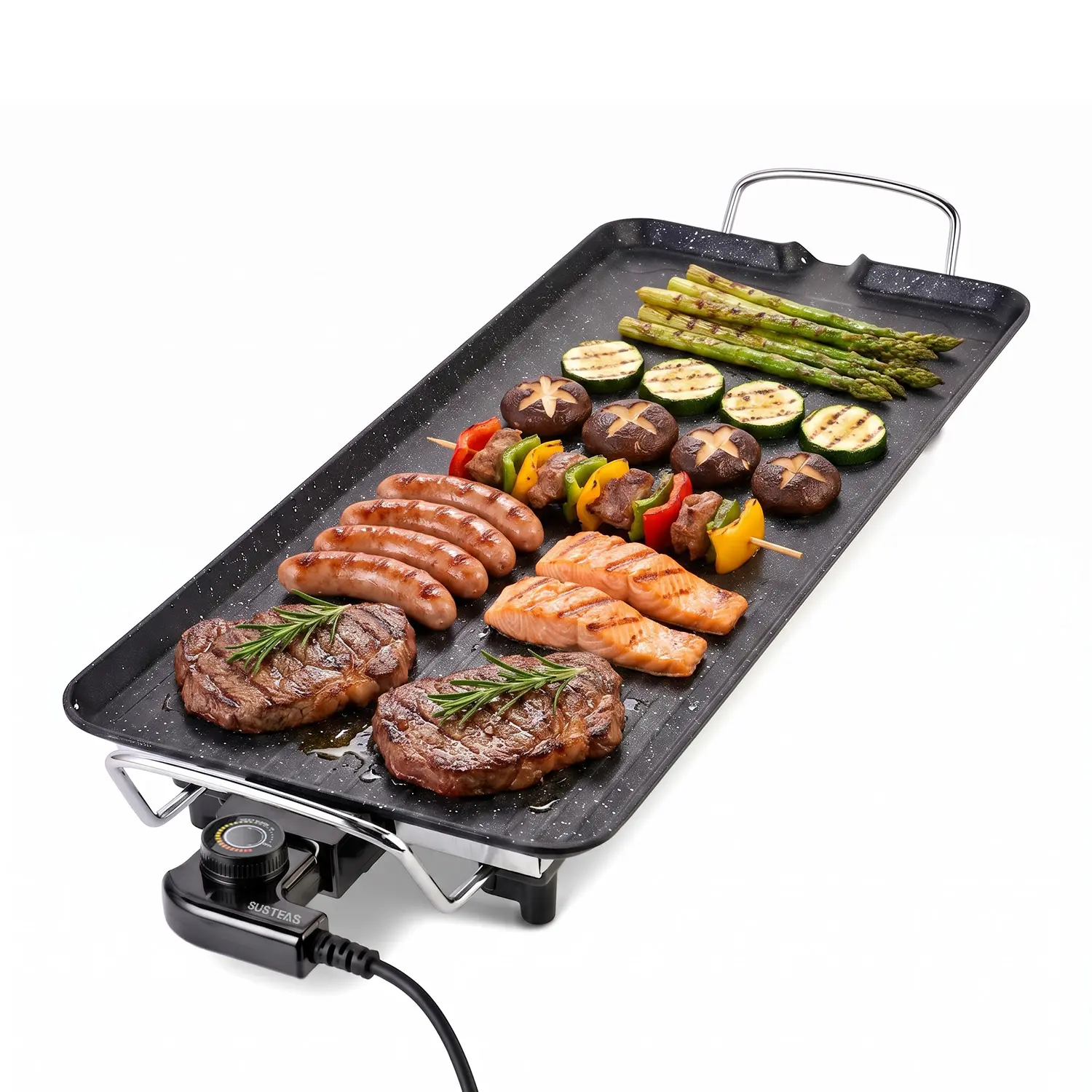 SUSTEAS 31.5" Extra Large Electric Griddle, 1500W Nonstick Indoor Grill with Adjustable Temperature Control, Family Size Tabletop Griddle for Breakfast, BBQ & Teppanyaki