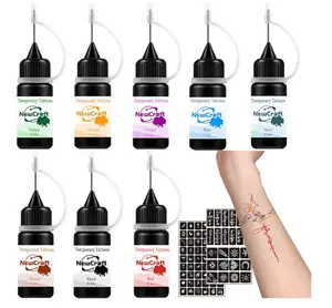 Temporary Tattoo Kit 8 Bottle Colors Makeup Ink, Freckles Gel for Art Markers, 78 Patterns Fake Tattoos stencils DIY for Men Women Kids