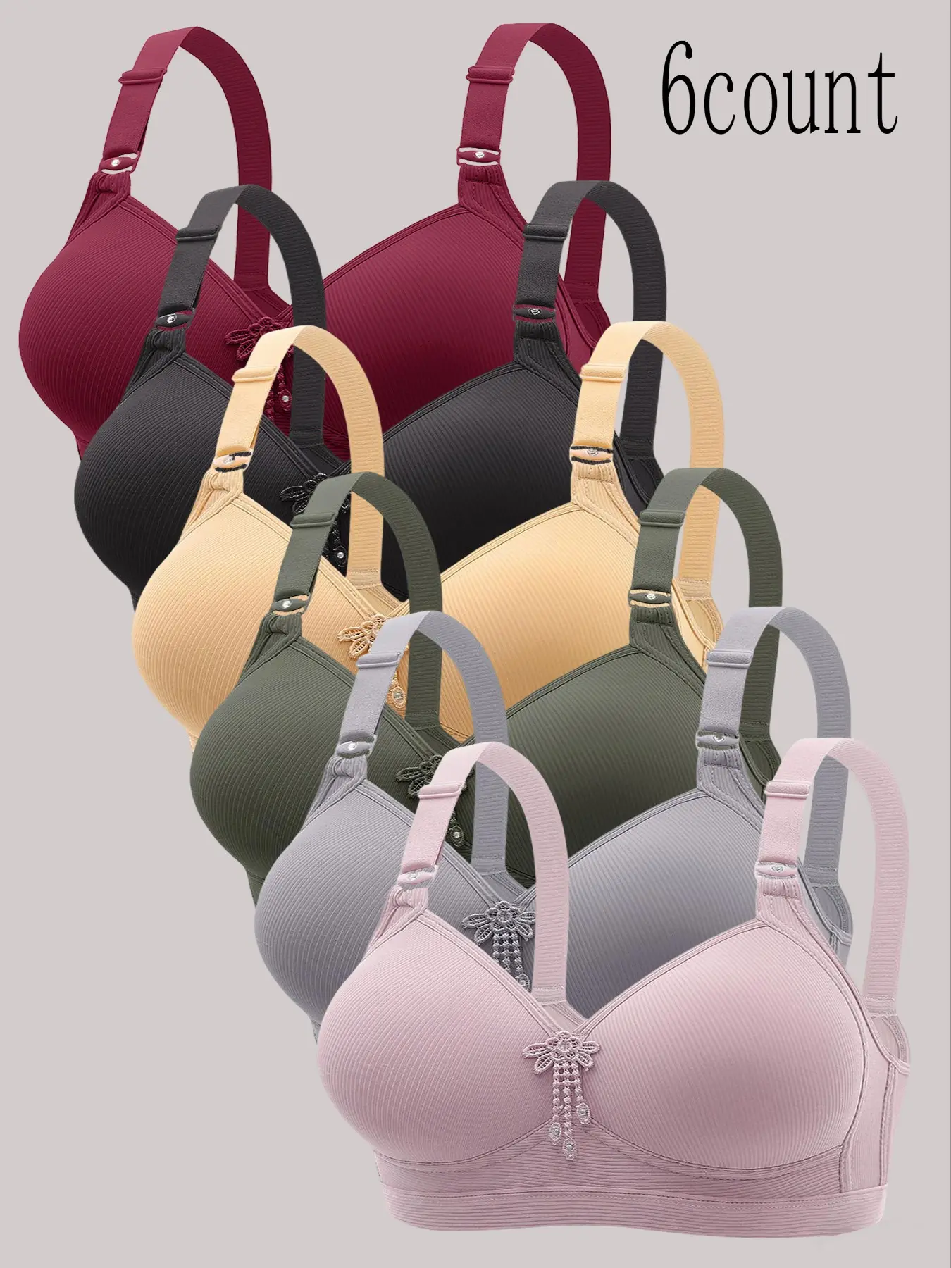 Women's Wireless Push-Up Bra, Fitted, Adjustable Comfort Straps, Soft Lightweight Fabric, Seamless Design, Basic Everyday, Perfect for Daily Wear, Womenswear, Non Wired Bra