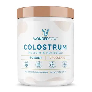 WonderCow Chocolate Colostrum Powder - 60 Servings, Gluten-Free, No Sugar, Supports Gut Health & Immune Function, 7.4 oz - Healthcare