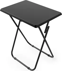 Folding TV Tray Table - Tray Table with No Assembly Required, TV Dinner Tray for Eating, Foldable Snack Tables for Bed & Sofa (Black)