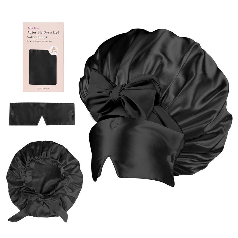 SeSe Code Store Satin Hair Bonnet for Sleeping with Detachable Eye Mask - Non-Slip Hair Wrap for Curly Hair