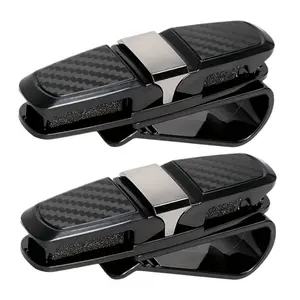 Car Sun Visor Sunglasses Holder, Portable Ticket Card Clip, Abs Material Eyeglass Case, Car Accessories, Car Organizers, Car Storage Organizer, 2 Pieces Set