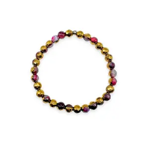 Brave & Bold - Gold Fuchsia Agate Faceted Mini Stacker Bracelet