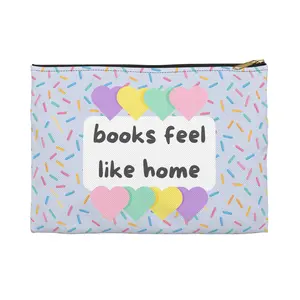 Library Days | Books Feel Like Home Accessory Pouch | Pastel Hearts Sprinkle Pattern