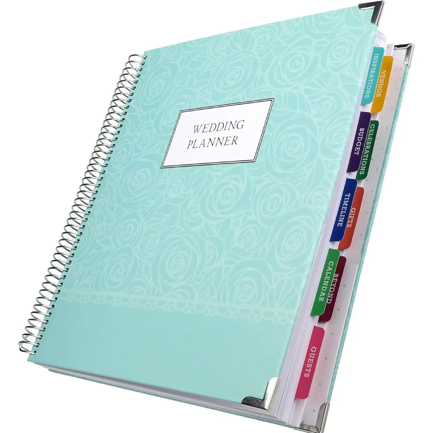 Wedding Planner 9x11 Hardcover Organizer, Bookmark, Planning Stickers, Business Card Holder, and Pocket Folders