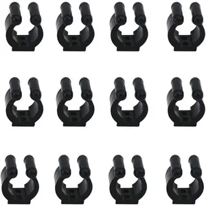 Billiards Snooker Cue Locating Clip Holder Fishing Pole Rod Holder Clips for Pool Cue Racks Fishing Rod Storage Rack Black 12 Pcs