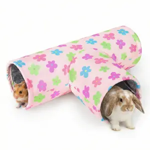 Guinea Pig Tunnel Washable Hideaway Space Portable Rabbit Tunnel Soft Ferret Tunnel For Play and Rest Apricot Blossom Pattern Suitable for Guinea Pigs, Hedgehogs, Hamsters, and Other  Collapsible Bunny Tunnel and Tubes Activity Tunnel Hideout Winter Pet