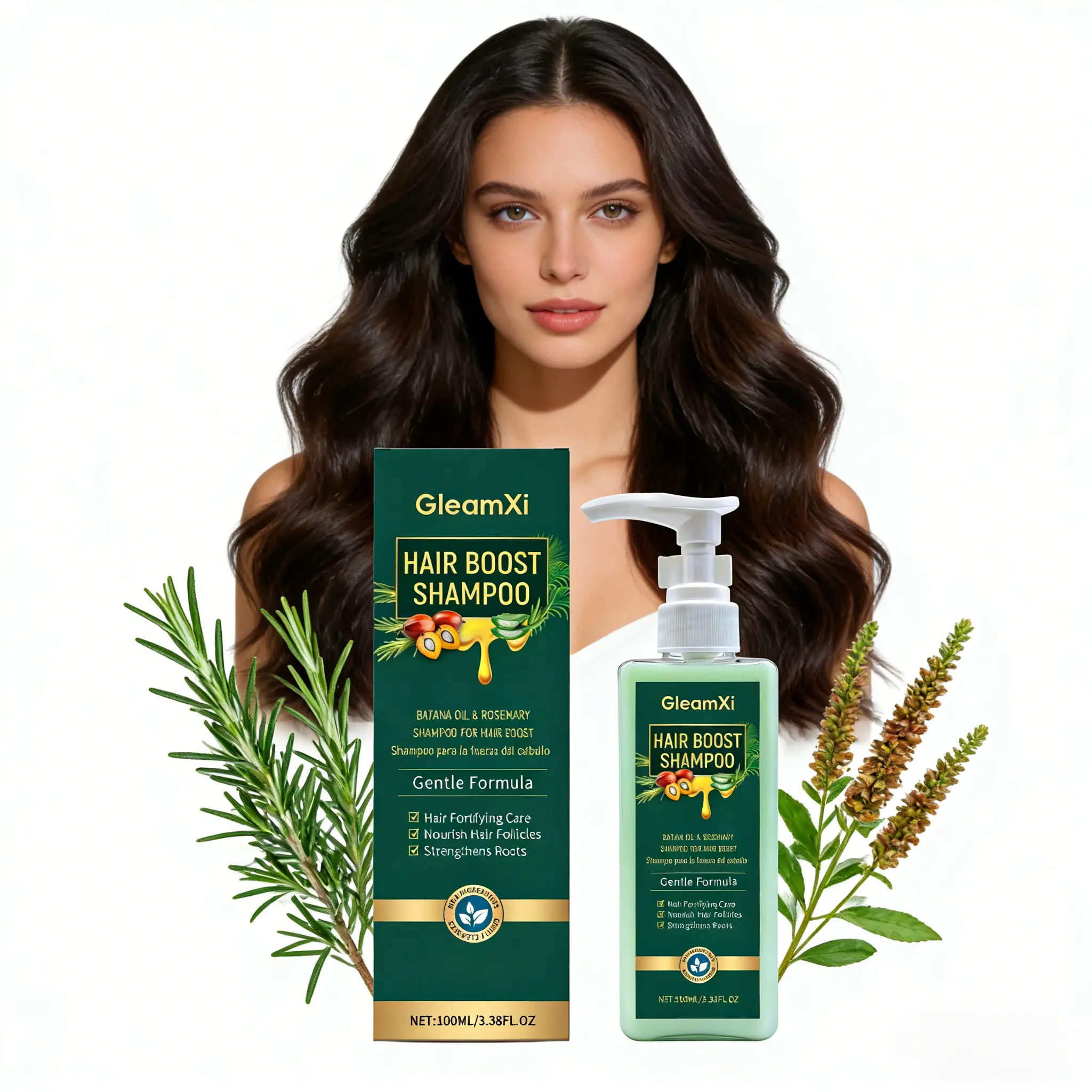 100ml Plant Based Natural Botanical Extract Rosemary Oil Haircare Shampoo - Mild Cleanse Hair-Moisturizing Foam Cleanser for All Types, Deep Cleansing, Anti-Frizz Repair, Lightweight Lift, Healthy Gloss, Soft Manageable Tresses, Moisturizer, Hydrate