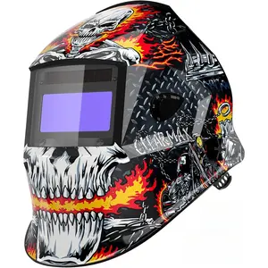 Welding Helmet Auto Darkening, 1/1/1/1 True Color Welding Hood, 4 Arc Sensor 1/25000s Response Time Solar Powered Weld Hood Helmet HSH-S800 Skeleton Knight
