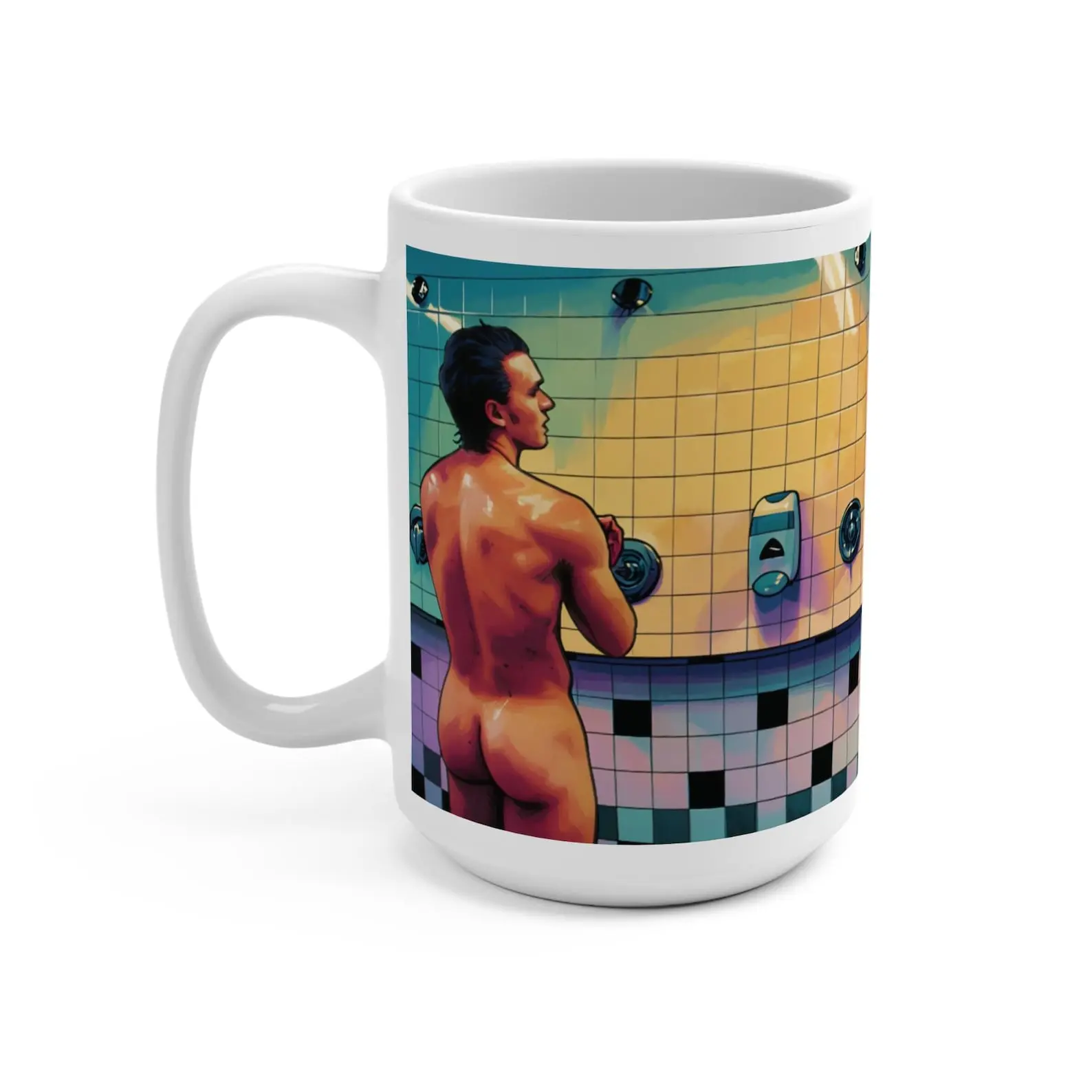 Heated Rivalry Shower Scene Mug 15oz  Queer Art Coffee Tea Ceramic