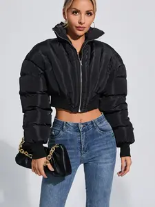 Lapel Zipper Drawstring Cotton Jacket Womenswear Coats cozy outerwear