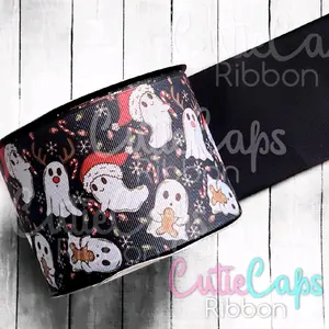 Christmas Ghosties Grosgrain Ribbon for bows or crafts. Sold in 5 yard rolls
