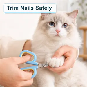 Stainless Steel Pet Nail Cutters for Small-Medium Dogs & Cats, TPR Comfortable Grip Handle, Easy-Trim Single-Item Grooming Scissors, Safety Pet Grooming Tool