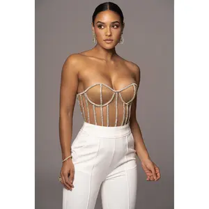 Tan Limited Edition Rhinestone Crystal Corset