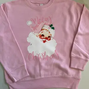 childrens vintage santa fleece crewneck holiday top Graphic Tees Graphic Fashion Tee