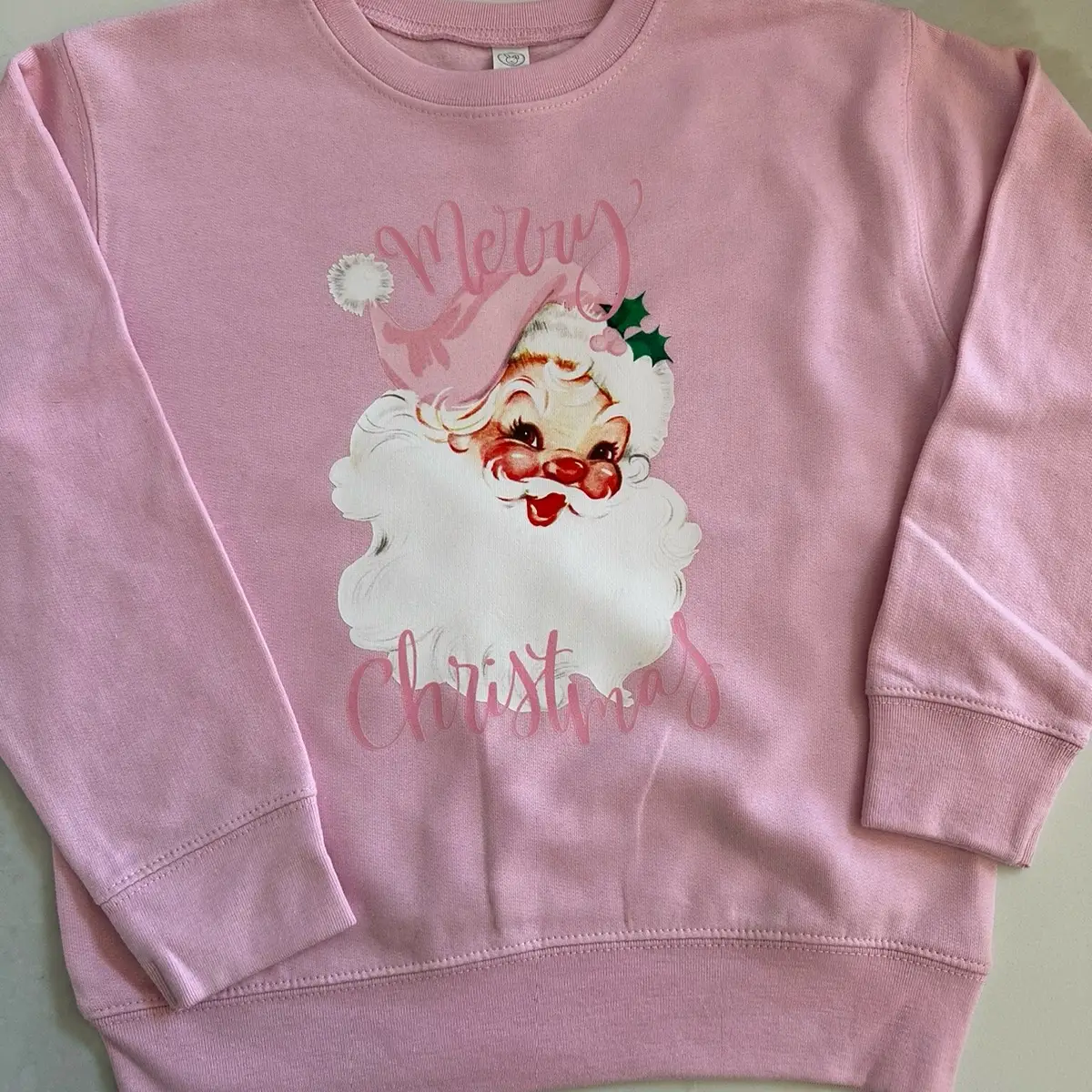 childrens vintage santa fleece crewneck holiday top