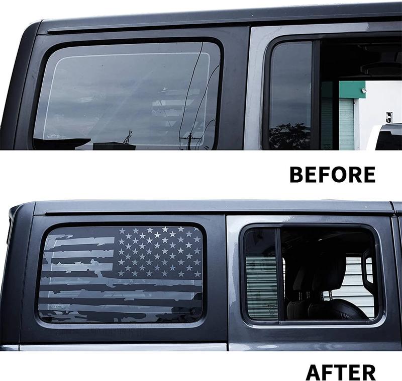 For 2018+ Jeep Wrangler JLU 4 Door Rear Window Decals Vinyl American Flag Stickers Vinyl Car Accessories Vehicle Exterior Decoration