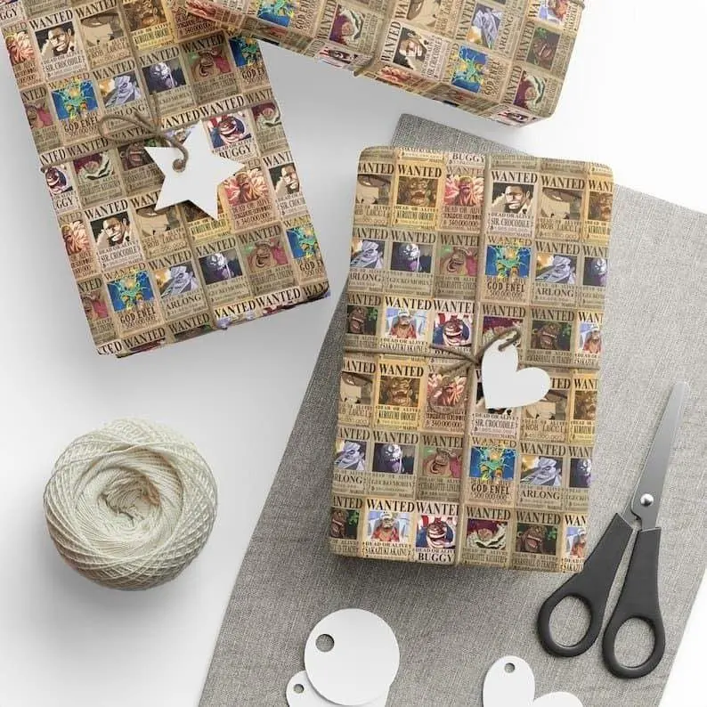 Anime One Piecee Villains Wrapping Paper - Villains Wanted Posters Gift Wrap, Ideal for Birthdays, Holidays, and Special Occasions, Craft