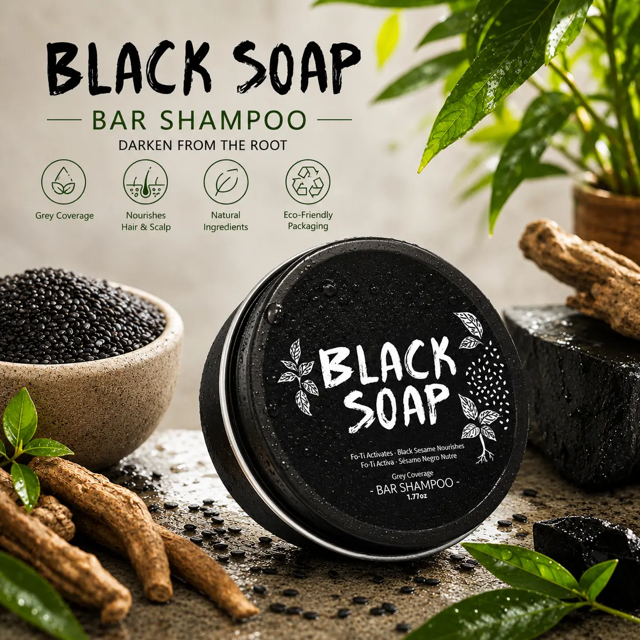 Grey Hair Care Shampoo Soap, Herbal Hair Cleansing Bar, Nourishing Hair Treatment for Fuller and Healthier Looking Hair