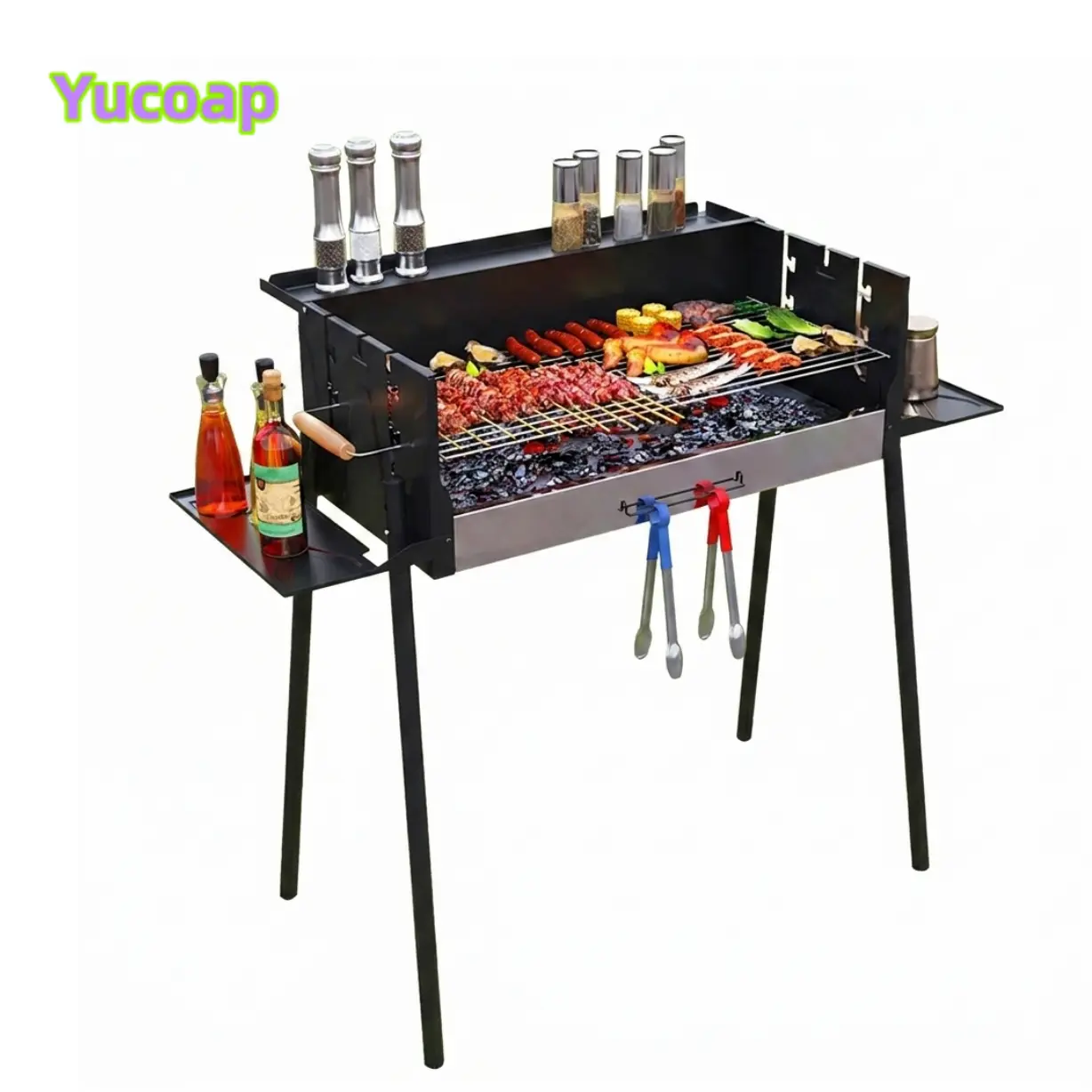 YUCOAP Foldable Metal BBQ Grill, 3-Speed Adjustable, Windproof Large Camping Barbecue Stove, Perfect For Holiday & Independence Day Party Barbecue Outdoor Bbq Outdoor Bbq Burner
