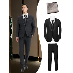 Men's 4-Piece Wedding Tailcoat Suit Set – Jacket, Vest, Pants & Champagne Handkerchief | Formal Outfit for Groom, Party & Special Events