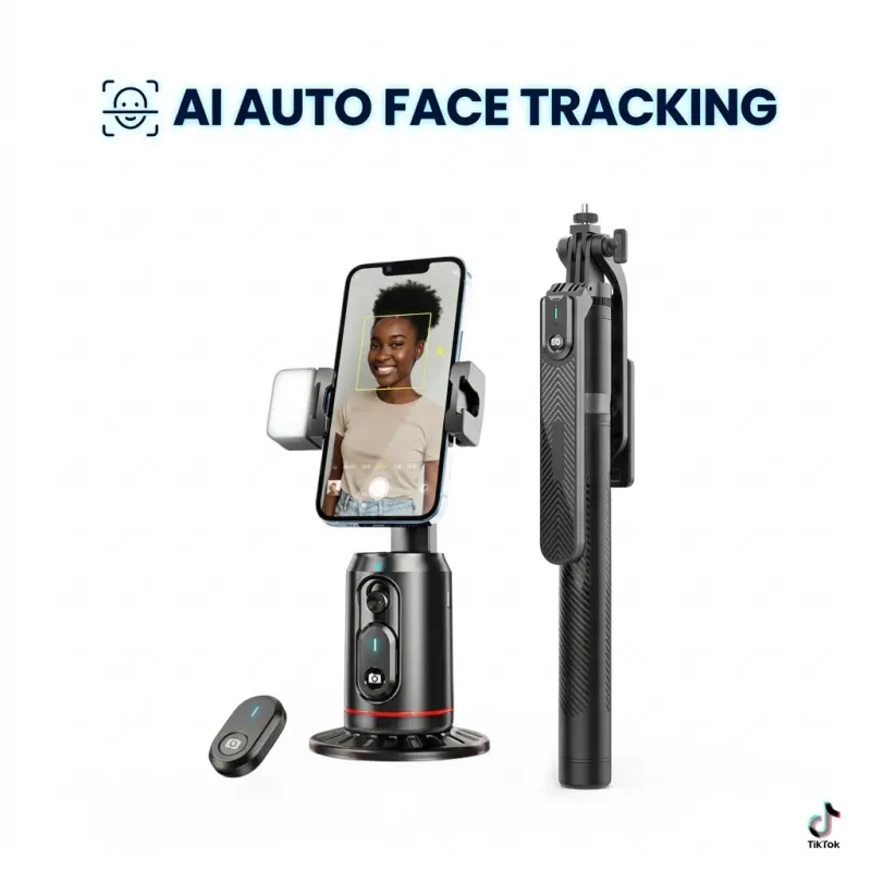 360° AI Auto Face Tracking Tripod with 70" Selfie Stick, LED Fill Light, Bluetooth Remote, No App Needed, Gesture Control for TikTok Live and Vlogging, Video Recording, Summervibes summerwins, Fathers Day Gift,